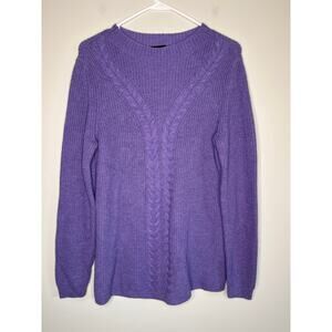 Talbots Lilac Purple Nylon Lambswool Soft Plush Cable Knit Crewneck Sweater M